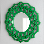 Зеркало круглое в ажурной зеленой раме Green Floral Pattern варинант исполнения - 2 | Loft Concept в Брянске