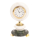 Часы настольные бронзовые из натуральных камней Мрамор и Змеевик Stone Clock варинант исполнения - 7 | Loft Concept в Брянске