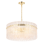 Люстра подвесная круглая с прозрачными рельефными стеклянными вставками и золотым основанием Textured Glass Chandelier варинант исполнения - 3 | Loft Concept в Брянске