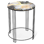 Стол журнальный круглый со столешницей из стекла Gold and Black Marble варинант исполнения - 1 | Loft Concept в Брянске