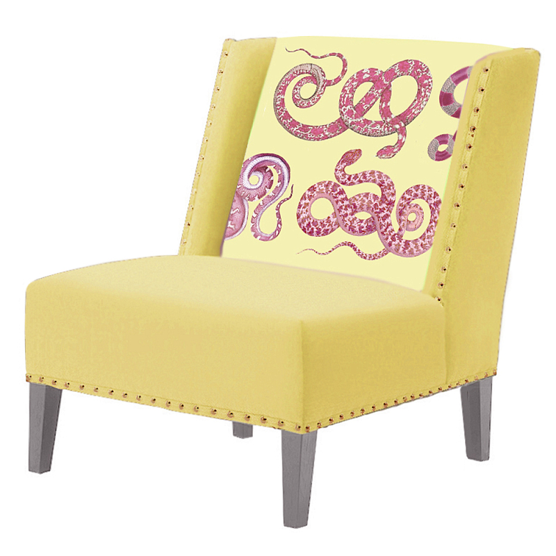 FUN Armchair Snakes yellow Дизайнерское кресло с цветным принтом Желтый FUN Armchair Snakes yellow Дизайнерское кресло с цветным принтом Желтый в Брянске | Loft Concept