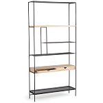 Металлический стеллаж с деревянными полками и ящиками Menzie Metal Wood Rack варинант исполнения - 2 | Loft Concept в Брянске