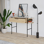 Консоль напольная деревянная с выдвижным ящиком и 2-мя полками со столешницей цвета белый мрамор OTIS CONSOLE OAK варинант исполнения - 2 | Loft Concept в Брянске