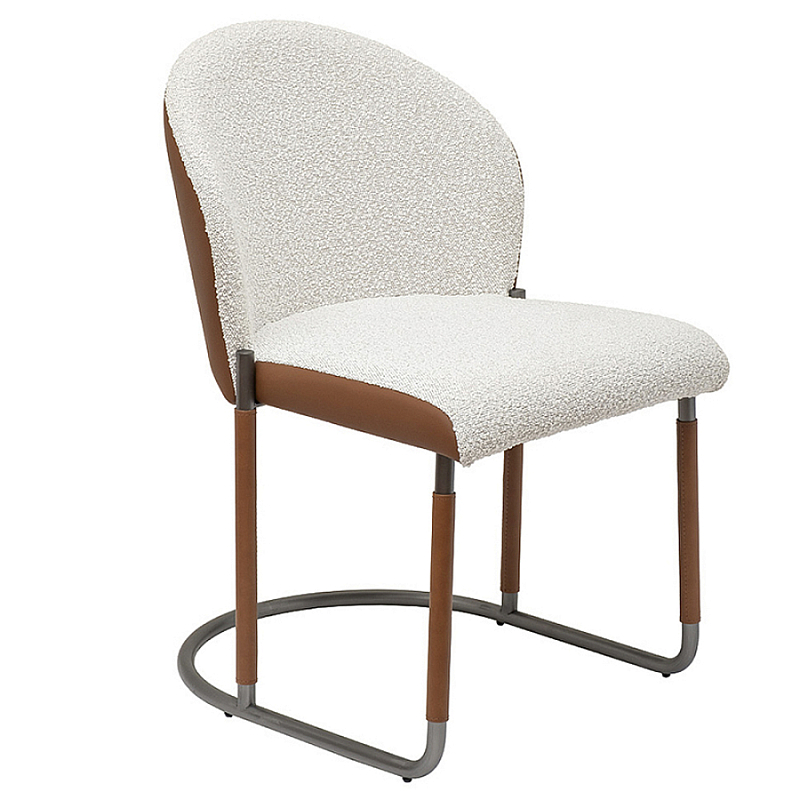 Стул мягкий с обивкой из рогожки и экокожи Contrasting Performance Кремовый Терракотовый в Брянске | Loft Concept 