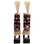Комплект из 2-х деревянных статуэток Asmat Straw Headdress Statuettes Red Tattoo варинант исполнения - 1 | Loft Concept в Брянске