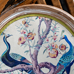 Барный стул из массива бука с изображением птиц и цветов  Beige Green Chinoiserie Garden Chair варинант исполнения - 4 | Loft Concept в Брянске