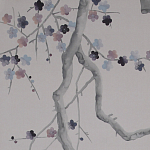Обои ручная роспись Plum Blossom Special Colourway on Lilac Hint dyed silk варинант исполнения - 3 | Loft Concept в Брянске