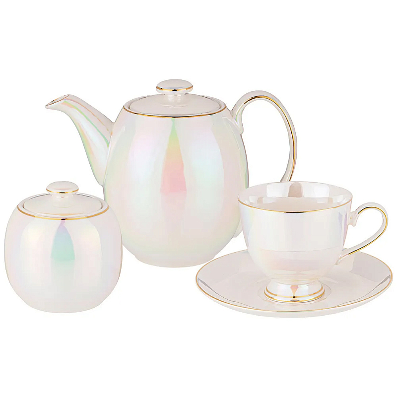 Чайный сервиз из фарфора на 6 персон 14 предметов Porcelain Pearl Жемчужный Чайный сервиз из фарфора на 6 персон 14 предметов Porcelain Pearl Жемчужный в Брянске | Loft Concept