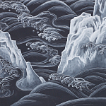 Обои ручная роспись Matsushima Waves Roka on Edo Night painted silk варинант исполнения - 2 | Loft Concept в Брянске