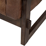 Коричневое кожаное кресло на деревянном каркасе Duncan Armchair варинант исполнения - 1 | Loft Concept в Брянске