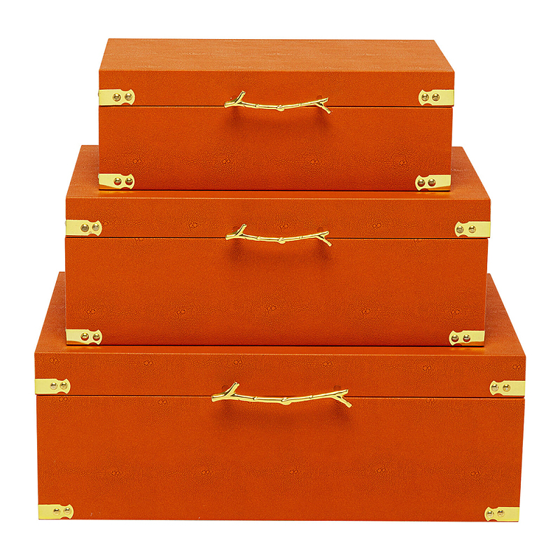 Комплект оранжевых чемоданов Golden Twigs Оранжевый Глянцевое золото в Брянске | Loft Concept 