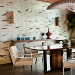 Обои ручная роспись Fishes Blue Pearl on Tarnished Silver gilded silk with pearlescent antiquing варинант исполнения - 4 | Loft Concept в Брянске