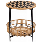 Круглый кофейный стол с плетеной столешницей и полкой Norberta Wicker Coffee Table варинант исполнения - 1 | Loft Concept в Брянске