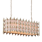 Люстра овальной формы с фактурным серебряным каркасом и тканевым абажуром Silver Honeycomb варинант исполнения - 1 | Loft Concept в Брянске