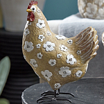 Статуэтка курица с белым цветочным узором и металлическими ножками Rustic Chicken варинант исполнения - 3 | Loft Concept в Брянске