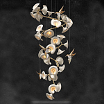 Люстра каскадная из белых цветов каллы и птичек Refined Taste of Light варинант исполнения - 1 | Loft Concept в Брянске