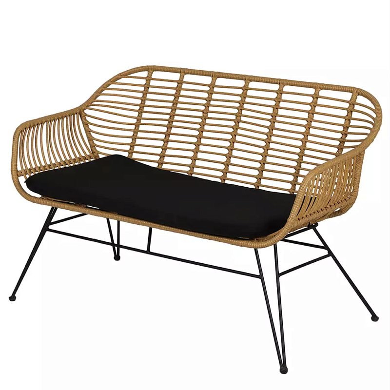 Кушетка плетеная из ротанга Wicker Сouch Бежевый Черный Кушетка плетеная из ротанга Wicker Сouch Бежевый Черный в Брянске | Loft Concept