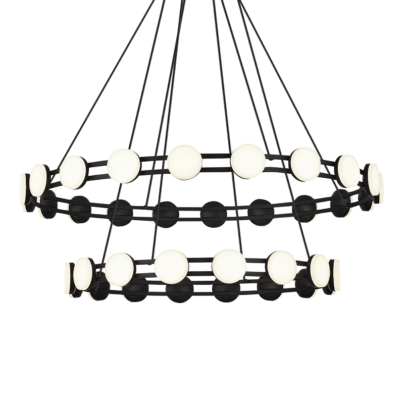 Люстра двухъярусная с круглыми светодиодными источниками света Maxine Light Черный Золотой Белый в Брянске | Loft Concept 