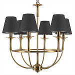 Люстра на металлическом основании бронзового цвета с 6-ю черными конусовидными абажурами Dignity варинант исполнения - 6 | Loft Concept в Брянске