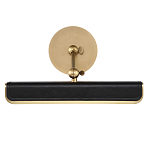 Светильник для картин цвет винтажная латунь с прямоугольным плафоном из кожи черного цвета Alora варинант исполнения - 3 | Loft Concept в Брянске