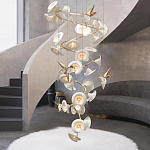 Люстра каскадная из белых цветов каллы и птичек Refined Taste of Light варинант исполнения - 4 | Loft Concept в Брянске