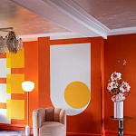 Обои ручная роспись Chez Nina by India Mahdavi Lantana colourway on Arancio dyed silk варинант исполнения - 5 | Loft Concept в Брянске