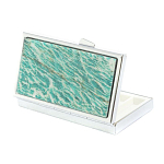 Таблетница карманная прямоугольная на 7 отделений с зеркалом и накладкой из натурального камня Амазонит Silver Stone Pillboxes варинант исполнения - 2 | Loft Concept в Брянске