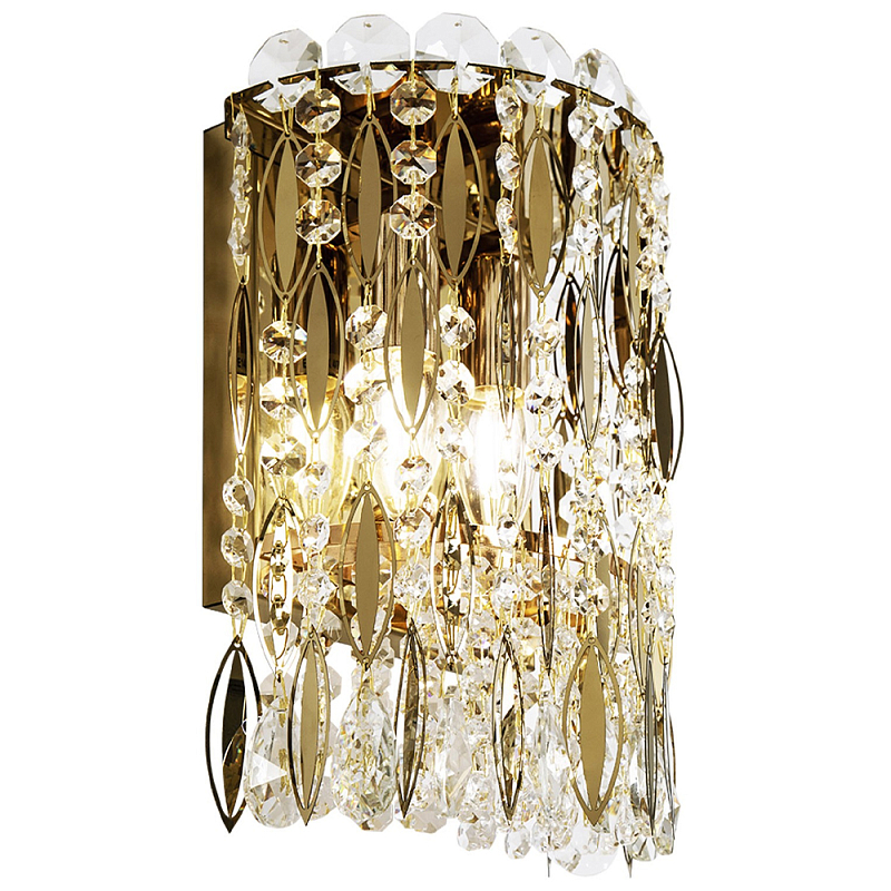 Бра с металлическими и хрустальными подвесками Bonnay Crystal Wall Lamp Прозрачное Стекло Золотой Бра с металлическими и хрустальными подвесками Bonnay Crystal Wall Lamp Прозрачное Стекло Золотой в Брянске | Loft Concept