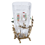 Ваза стеклянная прозрачная с бронзовым основанием в виде ветвей и фарфоровыми птичками Eden Garden варинант исполнения - 2 | Loft Concept в Брянске