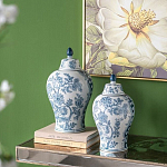 Ваза с крышкой и голубым цветочным рисунком на белом фоне Blue & White Ornament варинант исполнения - 6 | Loft Concept в Брянске