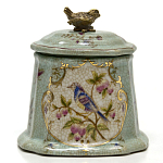 Шкатулка голубого цвета с рисунком и состаренным эффектом Eden Garden варинант исполнения - 1 | Loft Concept в Брянске