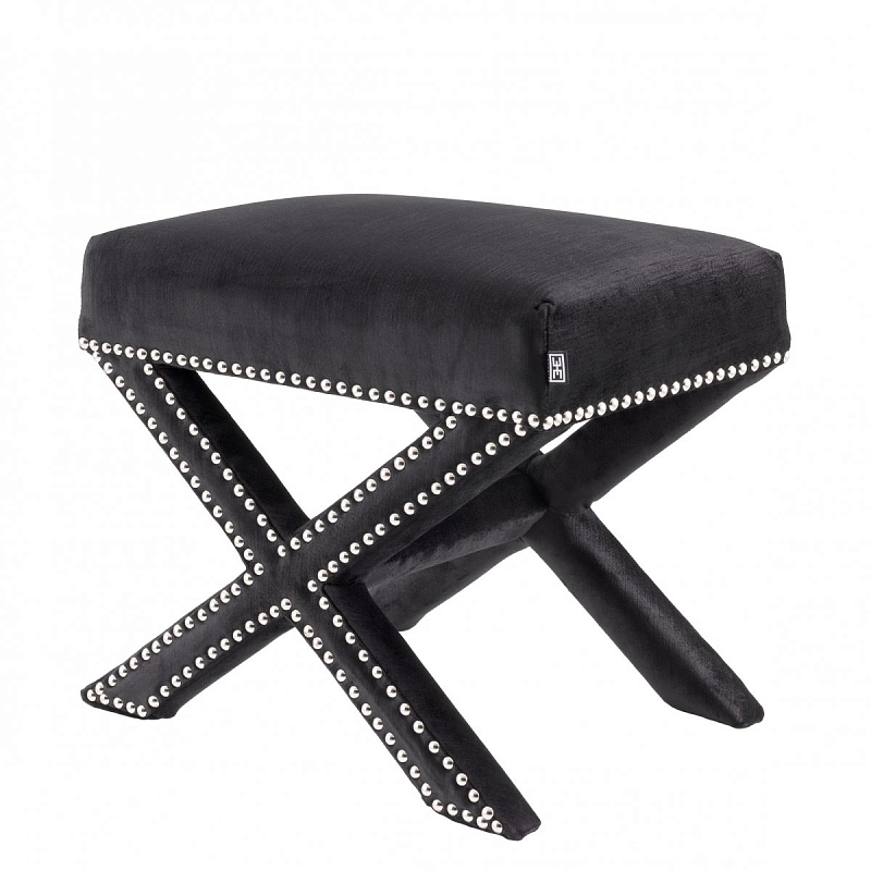 Оттоманка Eichholtz Stool Perugia Black Черный Никель в Брянске | Loft Concept 