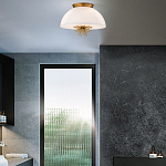 Подвесной светильник золотого цвета с полусферическим опаловым плафоном и декоративным элементом Elstead Lighting варинант исполнения - 9 | Loft Concept в Брянске