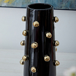 Ваза черная цилиндрическая с глянцевым покрытием и золотыми декоративными элементами Molecule Collection варинант исполнения - 2 | Loft Concept в Брянске