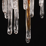 Люстра линейная золотого цвета с декоративными ветвями и длинными стеклянными подвесками в форме сосулек Droplet Chandelier варинант исполнения - 9 | Loft Concept в Брянске