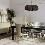 Круглая люстра волнистой формы с декором из круглых деревянных бусин коричневая Brown Wooden Beads Chandelier варинант исполнения - 4 | Loft Concept в Брянске