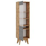 Шкаф-витрина с фасадом цвета серый бетон и стеклянной дверкой Grace of Furniture варинант исполнения - 2 | Loft Concept в Брянске