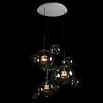 Люстра подвесная с прозрачными бирюзовыми стеклянными шарами и круглым основанием 3 лампы Giopato & Coombes варинант исполнения - 4 | Loft Concept в Брянске