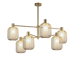 Люстра потолочная с абажурами из металлической сетки Loft Grid Pendant Gold варинант исполнения - 1 | Loft Concept в Брянске
