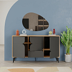 Комод цвета древесины с 3-мя дверцами и выдвижным ящиком темно-серого цвета SPARK CONSOLE OAK ANTHRACITE варинант исполнения - 2 | Loft Concept в Брянске