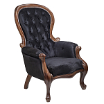 Кресло с мягкой обивкой из черного велюра на 4-х деревянных ножках Evelyn Classical Armchair варинант исполнения - 1 | Loft Concept в Брянске