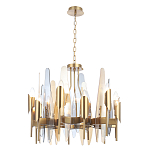 Люстра с вертикальными стеклянными элементами и металлическим каркасом цвета Латунь Vertical Glass варинант исполнения - 1 | Loft Concept в Брянске
