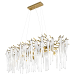 Люстра подвесная прямоугольная с бронзовыми акцентами и прозрачными стеклянными каплями Droplet Chandelier варинант исполнения - 3 | Loft Concept в Брянске