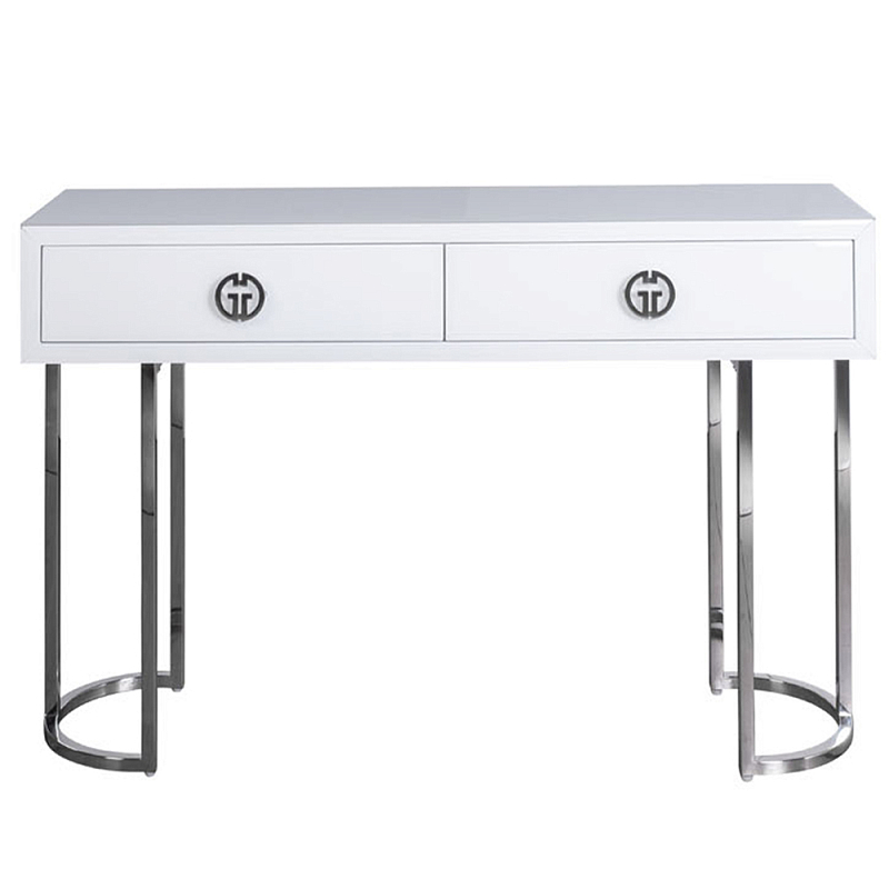 Консоль белая с 2-мя с ящикам Furniture Value Белый Хром Черный Золотой Консоль белая с 2-мя с ящикам Furniture Value Белый Хром Черный Золотой в Брянске | Loft Concept