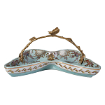 Блюдо из голубого фарфора с бронзовой ручкой в виде ветки Blue Garden варинант исполнения - 2 | Loft Concept в Брянске