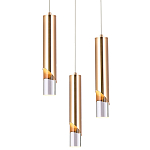 Подвесной светильник Metal Acrylic Tube Trio Gold Hanging Lamp варинант исполнения - 1 | Loft Concept в Брянске
