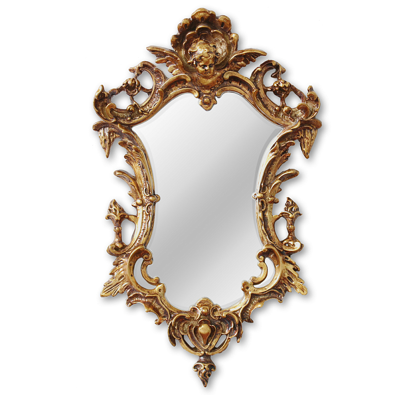 Зеркало настенное в ажурной раме золотого цвета с эффектом старины Classic Ornament Mirror Золотой в Брянске | Loft Concept 