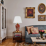 Настольная лампа бордовая с изображением птиц Slip Away варинант исполнения - 5 | Loft Concept в Брянске