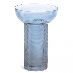 Ваза синее рельефное стекло большая