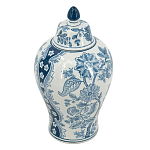 Ваза с крышкой и голубым цветочным рисунком на белом фоне Blue & White Ornament варинант исполнения - 1 | Loft Concept в Брянске